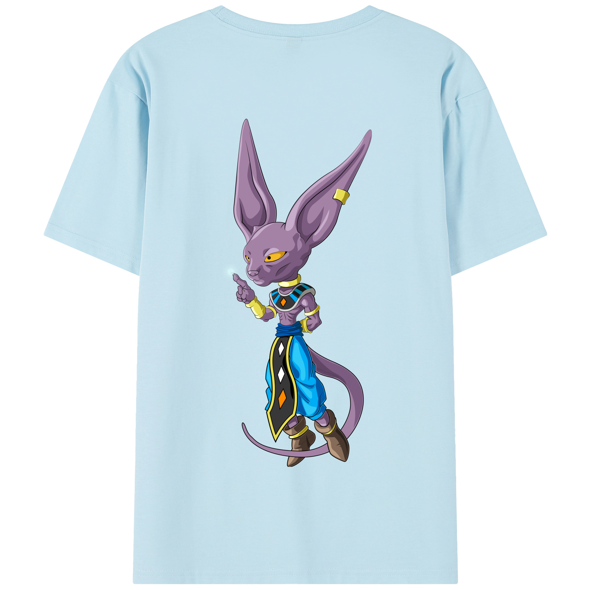 （画像用） ドラゴンボール ビルス 破壊神ビルス DRAGON BALL Beerus Birusu 綿100％半袖Tシャツ（背面プリント）